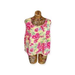 Floral top plus size 2X pink yellow sleeveless